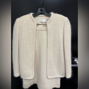 Elegant Cream Women's Sweater Skirt Suit